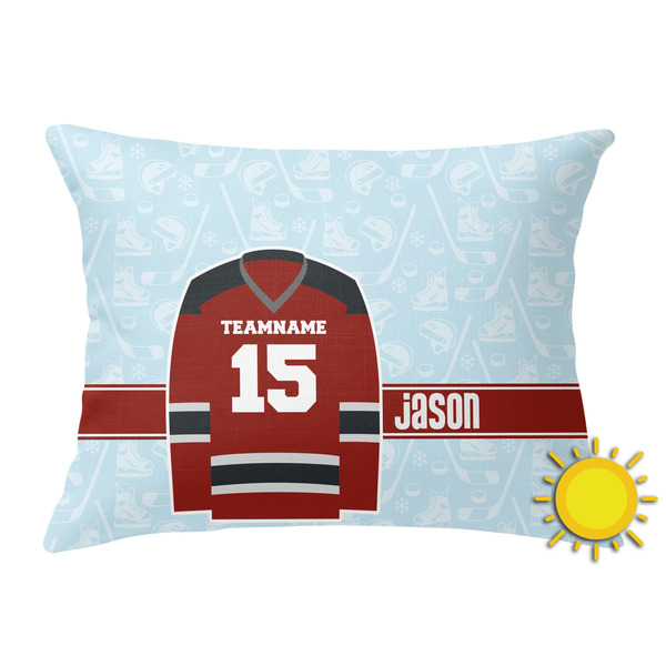 Custom Hockey Outdoor Throw Pillow (Rectangular) (Personalized)