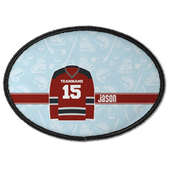 Hockey Iron On Oval Patch w/ Name and Number