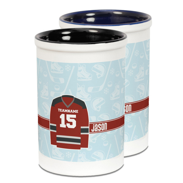 Custom Hockey Ceramic Pencil Holder - Large