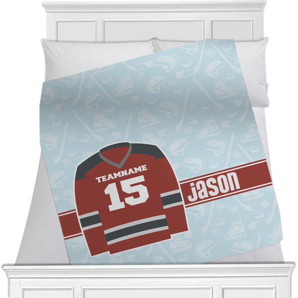 Custom Hockey Minky Blanket - Twin / Full - 80"x60" - Single Sided (Personalized)