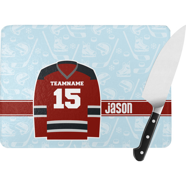 Custom Hockey Rectangular Glass Cutting Board (Personalized)