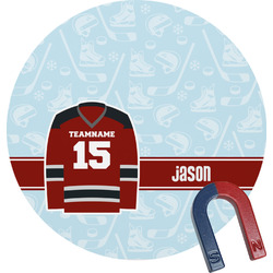 Hockey Round Fridge Magnet (Personalized)