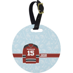 Hockey Plastic Luggage Tag - Round (Personalized)