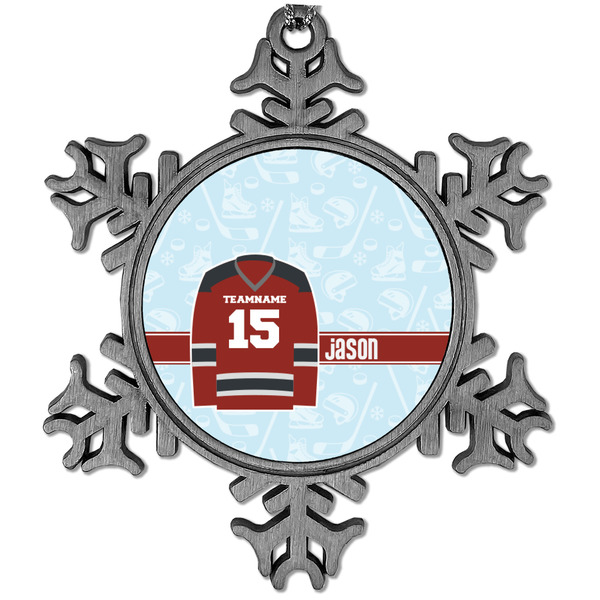 Custom Hockey Vintage Snowflake Ornament (Personalized)
