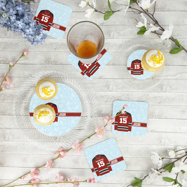 Hockey Plastic Party Appetizer & Dessert Plates - In Context