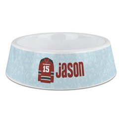 Hockey Plastic Dog Bowl - Large (Personalized)
