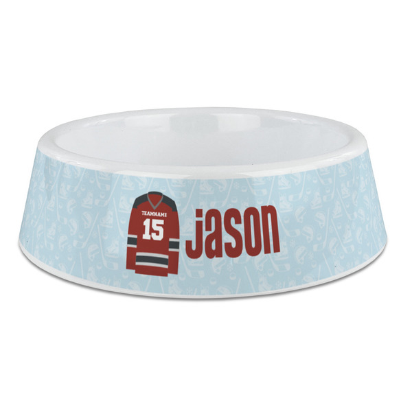 Custom Hockey Plastic Dog Bowl - Large (Personalized)