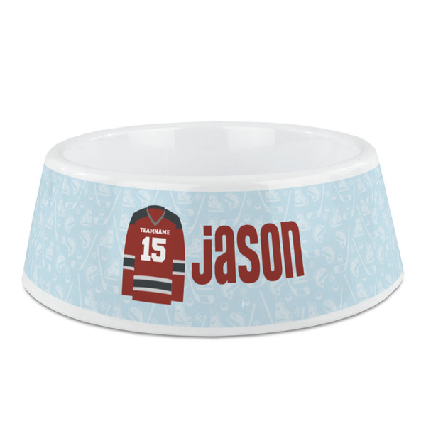 Custom Hockey Plastic Dog Bowl (Personalized)