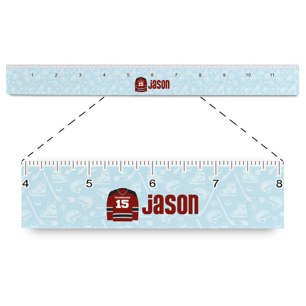 Custom Hockey Plastic Ruler - 12" (Personalized)