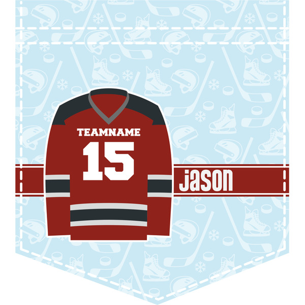 Custom Hockey Iron On Faux Pocket (Personalized)