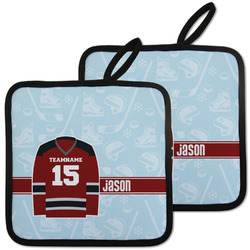 Hockey Pot Holders - Set of 2 w/ Name and Number