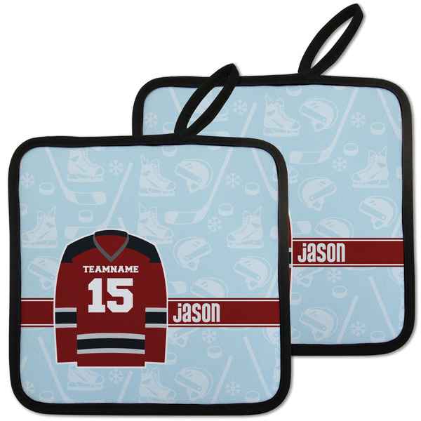 Custom Hockey Pot Holders - Set of 2 w/ Name and Number