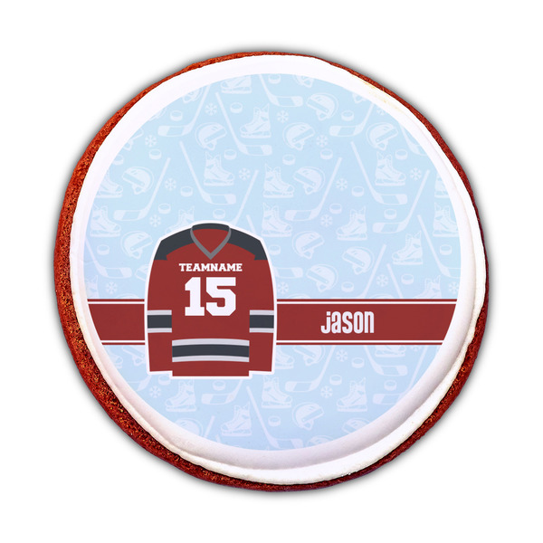 Hockey Printed Icing Circle - Medium - On Cookie
