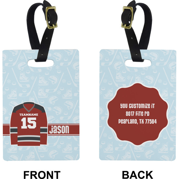 Hockey Rectangle Luggage Tag (Front + Back)