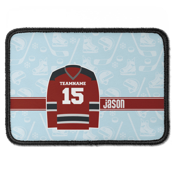 Custom Hockey Iron On Rectangle Patch w/ Name and Number