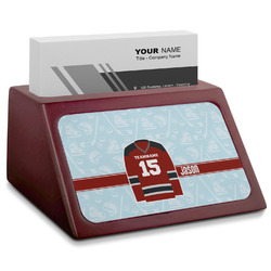 Hockey Red Mahogany Business Card Holder (Personalized)