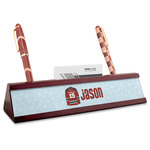 Hockey Red Mahogany Nameplate with Business Card Holder (Personalized)