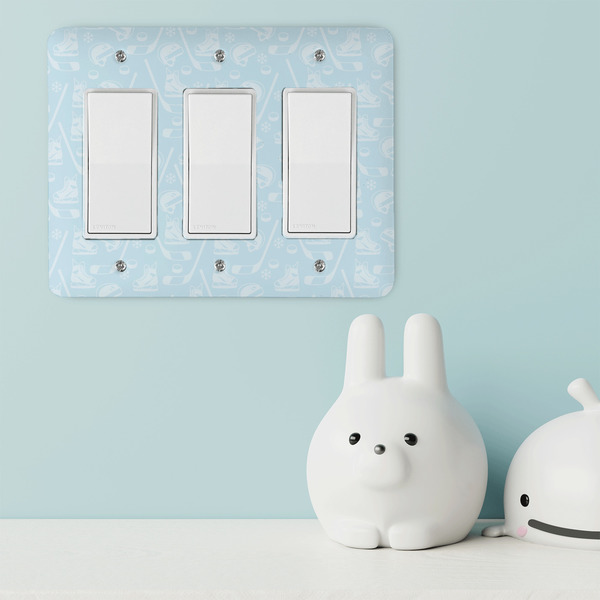 Hockey Rocker Light Switch Covers - Triple - IN CONTEXT