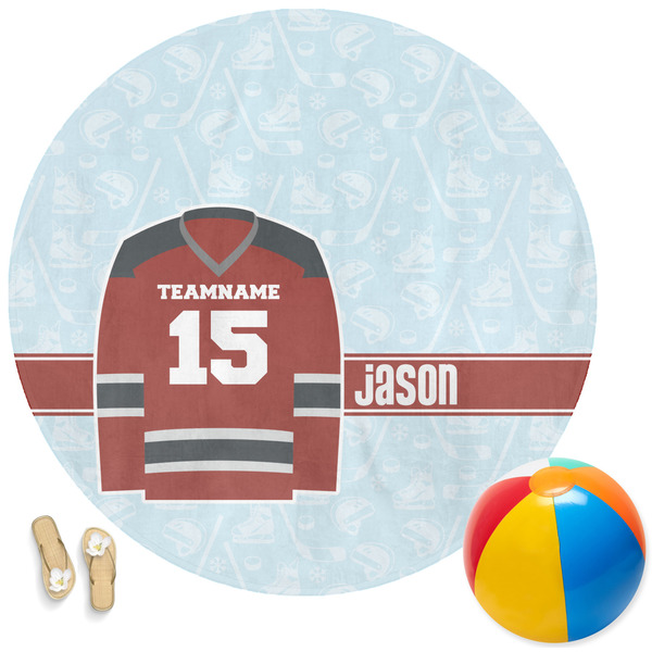 Custom Hockey Round Beach Towel (Personalized)
