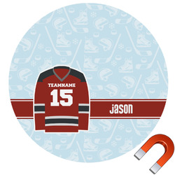 Hockey Round Car Magnet - 6" (Personalized)