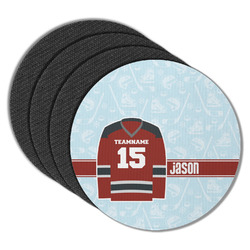 Hockey Round Rubber Backed Coasters - Set of 4 (Personalized)