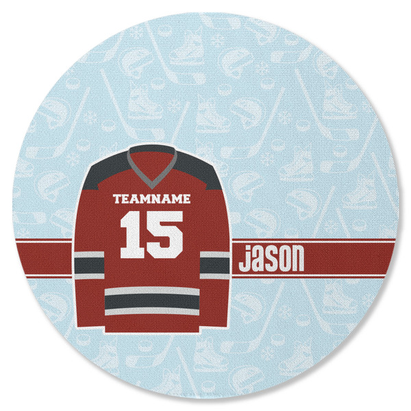 Hockey Round Coaster Rubber Back - Single