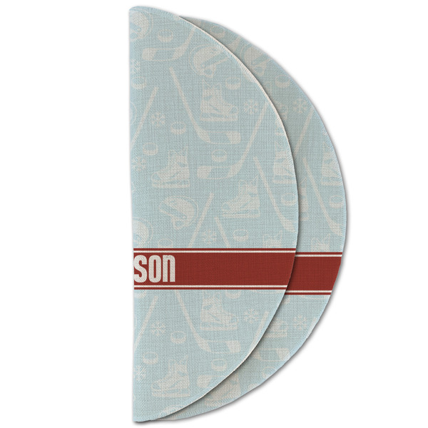 Hockey Round Linen Placemats - HALF FOLDED (double sided)