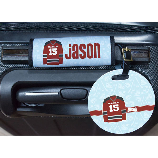 Hockey Round Luggage Tag & Handle Wrap - In Context