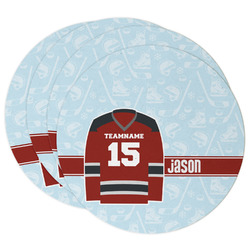 Hockey Round Paper Coasters w/ Name and Number