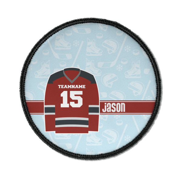 Custom Hockey Iron On Round Patch w/ Name and Number