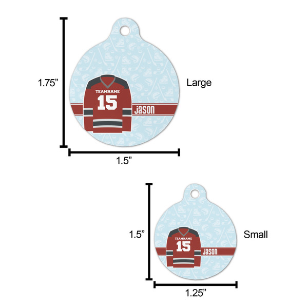 Hockey Round Pet ID Tag - Large - Comparison Scale