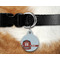 Hockey Round Pet Tag on Collar & Dog