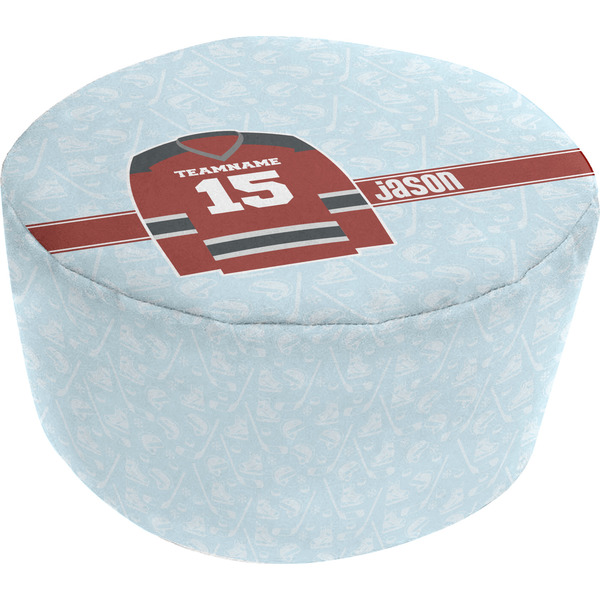 Custom Hockey Round Pouf Ottoman (Personalized)