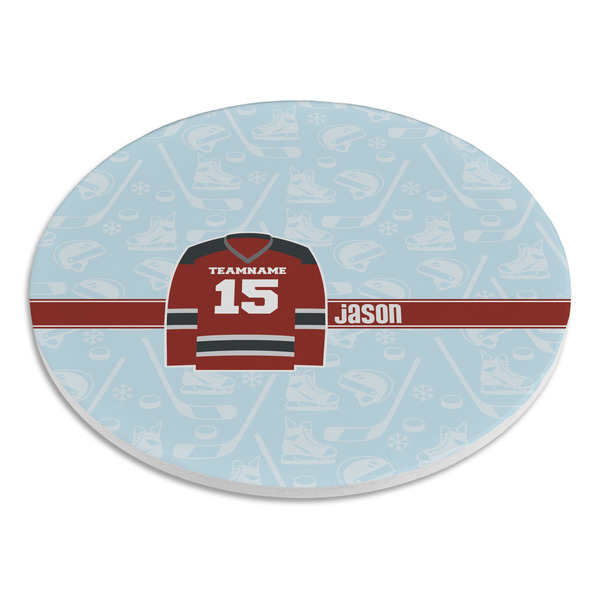Hockey Round Stone Trivet - Angle View