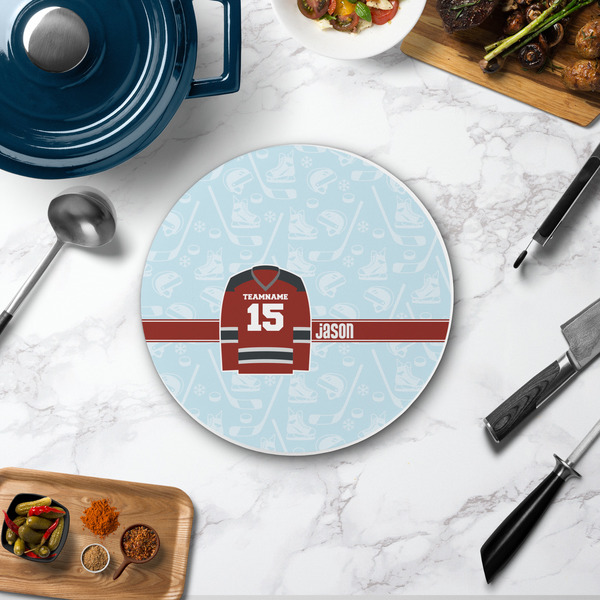 Hockey Round Stone Trivet - In Context View