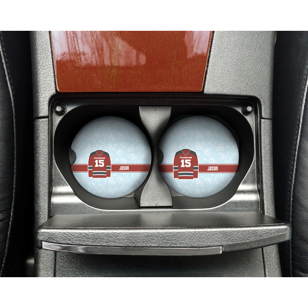 Hockey Sandstone Car Coaster - In Cup Holder