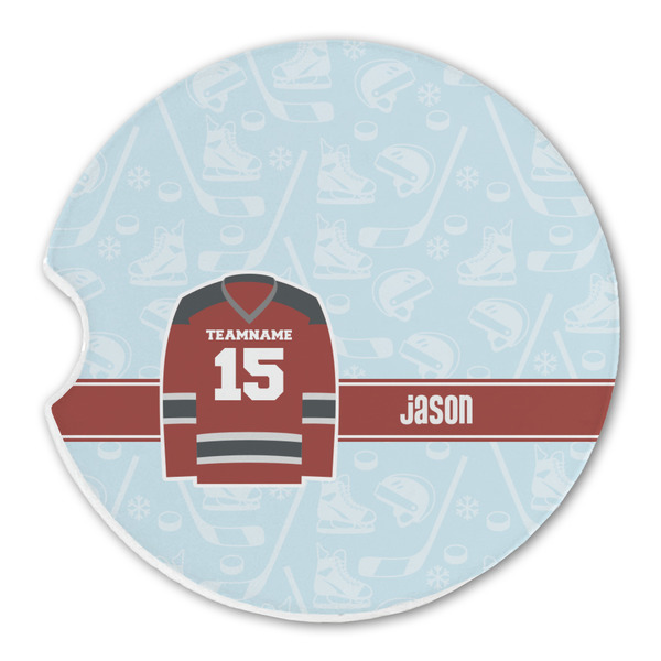 Custom Hockey Sandstone Car Coaster - Single (Personalized)