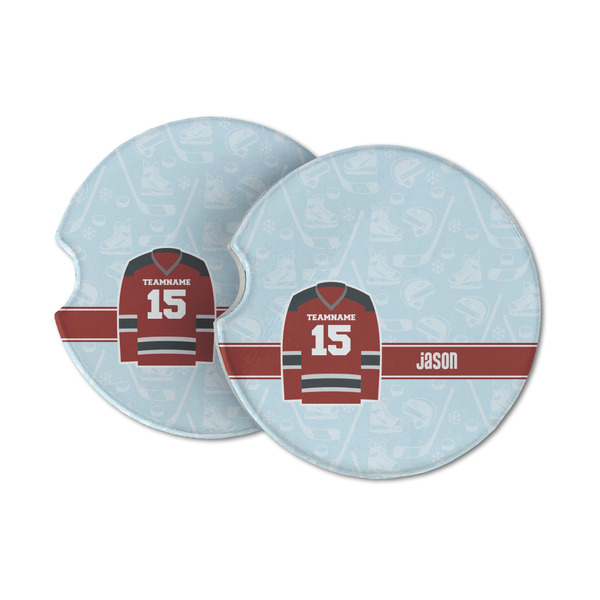 Custom Hockey Sandstone Car Coasters - Set of 2 (Personalized)