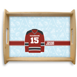Hockey Natural Wooden Tray - Large (Personalized)