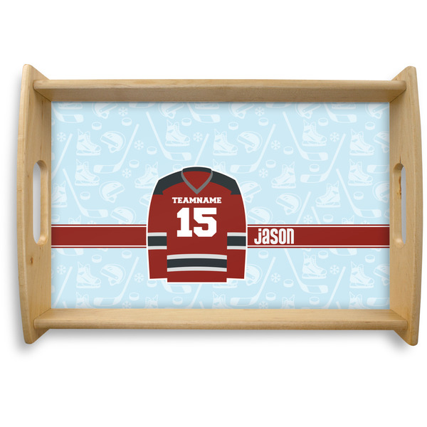 Custom Hockey Natural Wooden Tray - Small (Personalized)