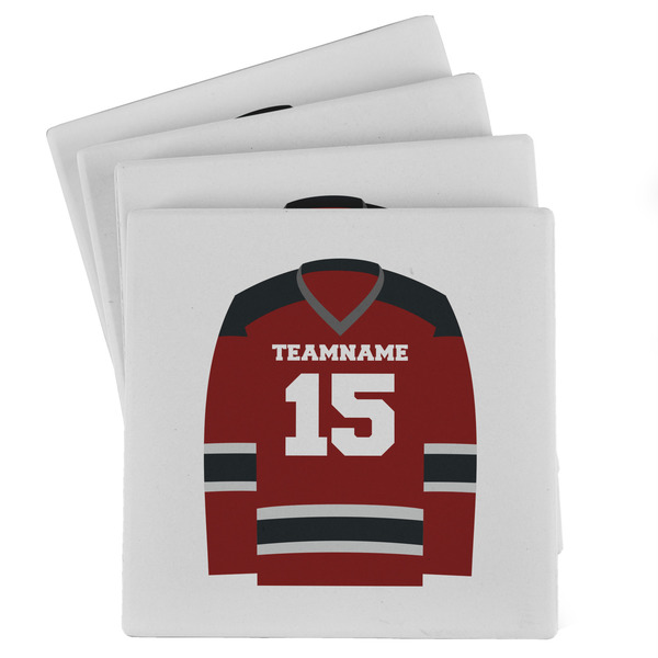 Custom Hockey Absorbent Stone Coasters - Set of 4 (Personalized)