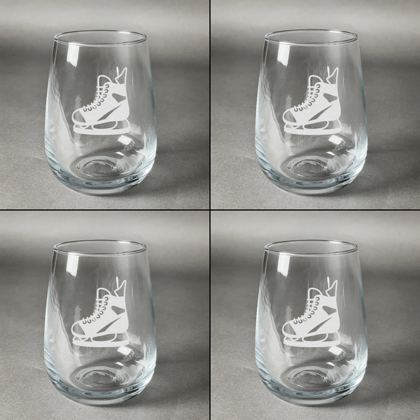 Hockey Set of Four Personalized Stemless Wineglasses (Approval)