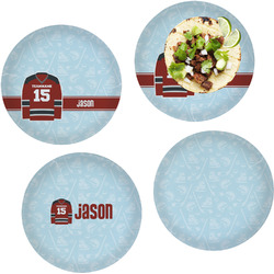 Hockey Set of 4 Glass Lunch / Dinner Plate 10" (Personalized)