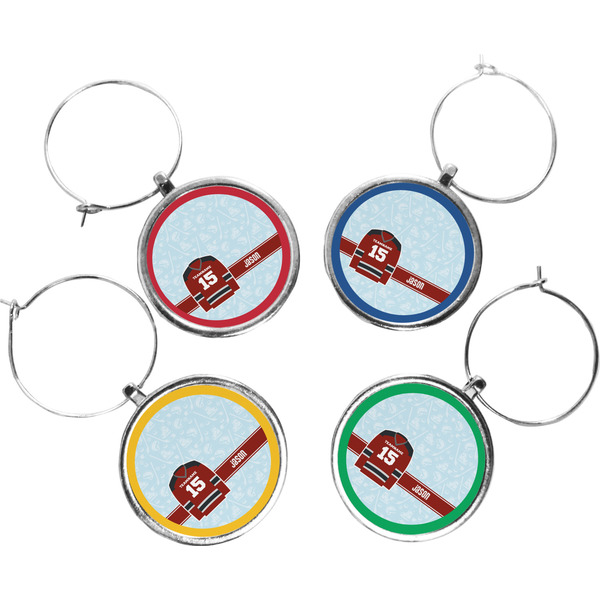 Custom Hockey Wine Charms (Set of 4) (Personalized)