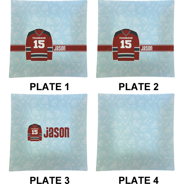 Hockey Set of Square Dinner Plates (Approval)