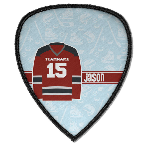 Custom Hockey Iron on Shield Patch A w/ Name and Number