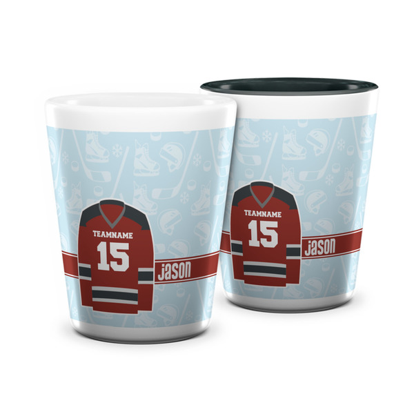 Custom Hockey Ceramic Shot Glass - 1.5 oz (Personalized)