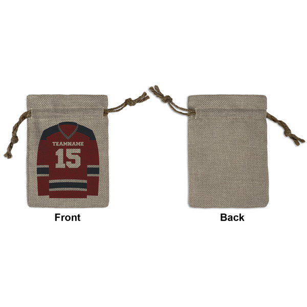 Hockey Small Burlap Gift Bag - Front Approval