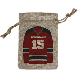 Hockey Small Burlap Gift Bag - Front (Personalized)