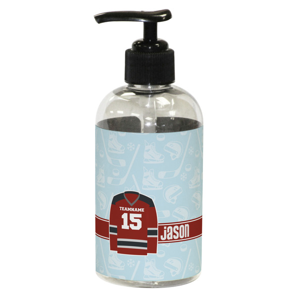Custom Hockey Plastic Soap / Lotion Dispenser (8 oz - Small - Black) (Personalized)